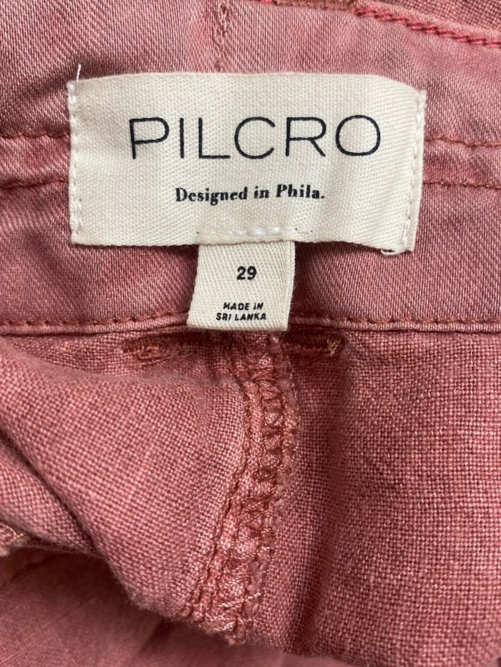PILCRO BY ANTHROPOLOGIE Linen Blend Beach Cargo Trouser Pants Size 29 Dark Rose - Picture 10 of 12